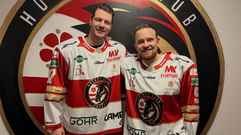 Miks Indrašis un Rihards Bukarts. Foto: HC Prešov