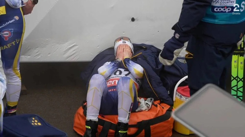 Eba Andersone pēc finiša Holmenkollenas 50km. Ekrānzuņēmums.