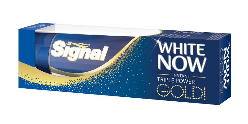 Signal White Now Triple Power Gold zobu pasta tagad jaunā iepakojumā