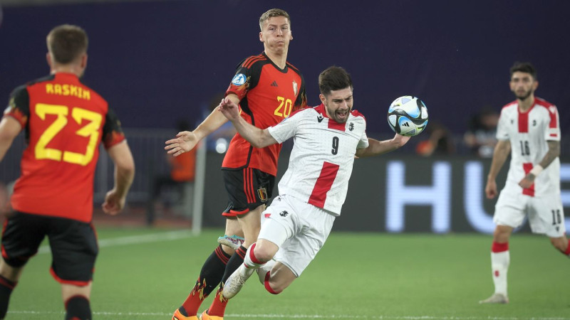"Euro U21": Gruzijas futbolisti rekordspēlē atspēlējas no 0:2 pret Beļģiju
