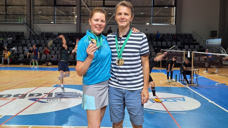 Šonmane un Briedis - divkārtējie Baltijas badmintona čempioni senioriem