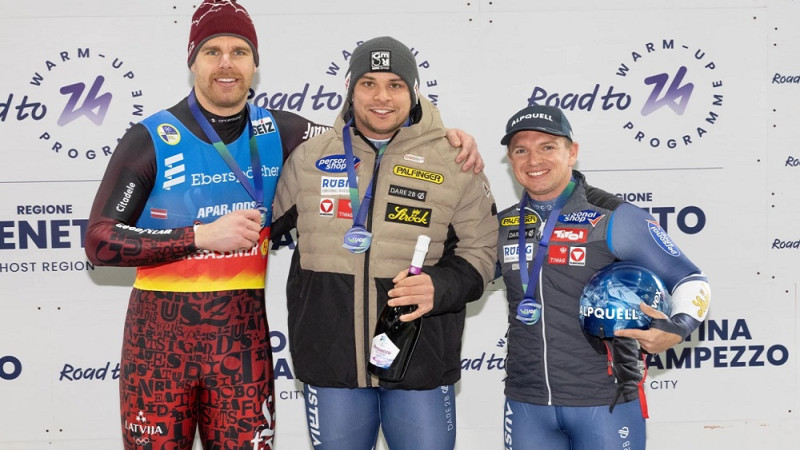 Aparjods testa sacensībās Kortīnas olimpiskajā trasē iekļūst trijniekā