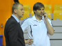 Artūrs Portnovs, LBS komunikāciju daļas vadītājs, un Māris Jučmanis, Latvijas sieviešu basketbola valstsvienības direktors
